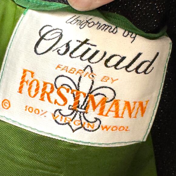 Vintage Green Lurex Lamé 36s 1960s Mens Tuxedo Dinner Jacket Uniforms by Ostwald - Picture 10 of 16